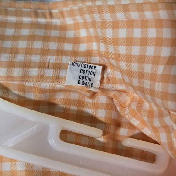 Turnbull & Asser Orange Checkered Collared Button Down Mens Size 43 17 Cotton - Picture 5 of 11